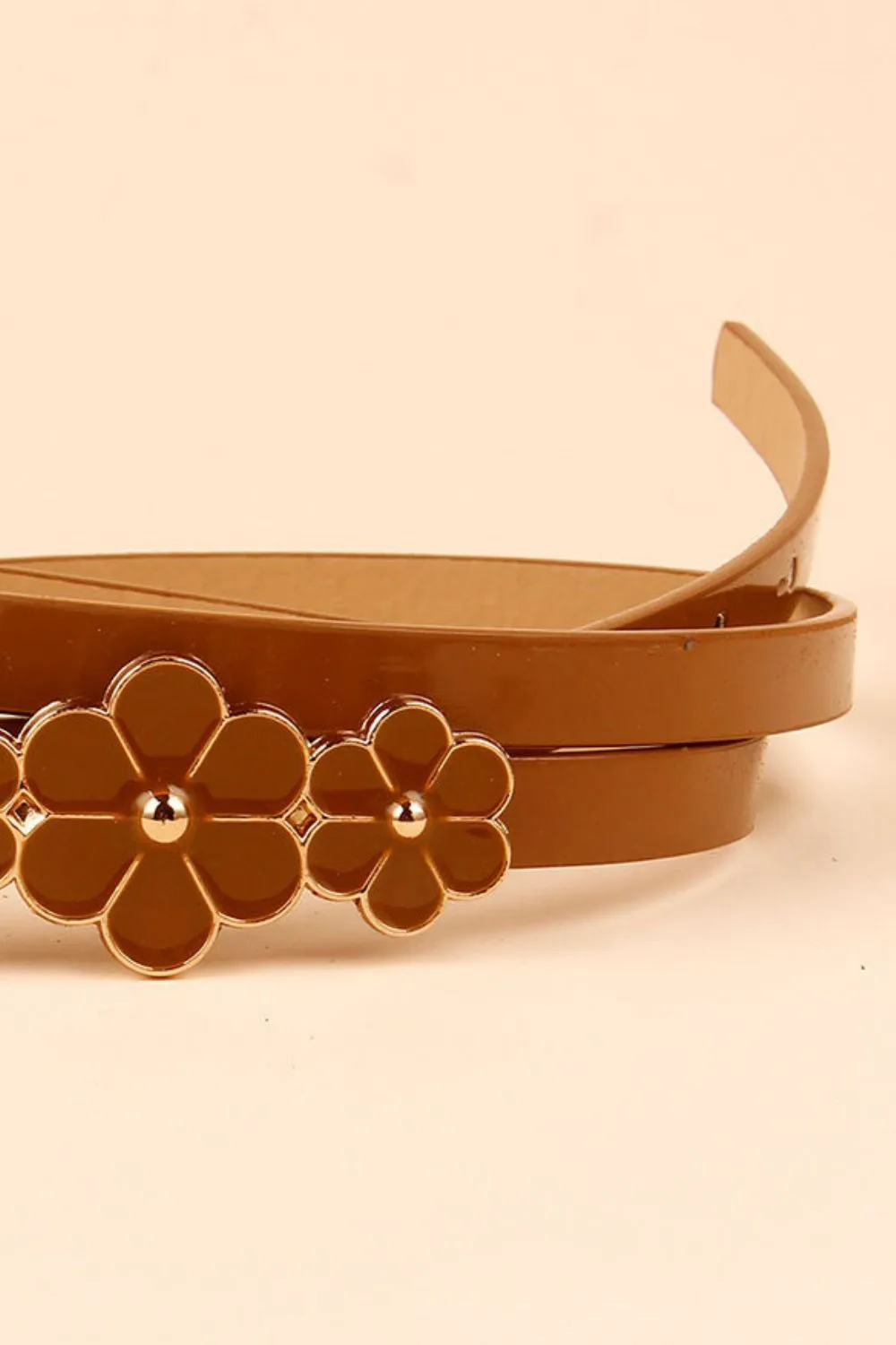 Flower Decor Skinny PU Belt, image 9