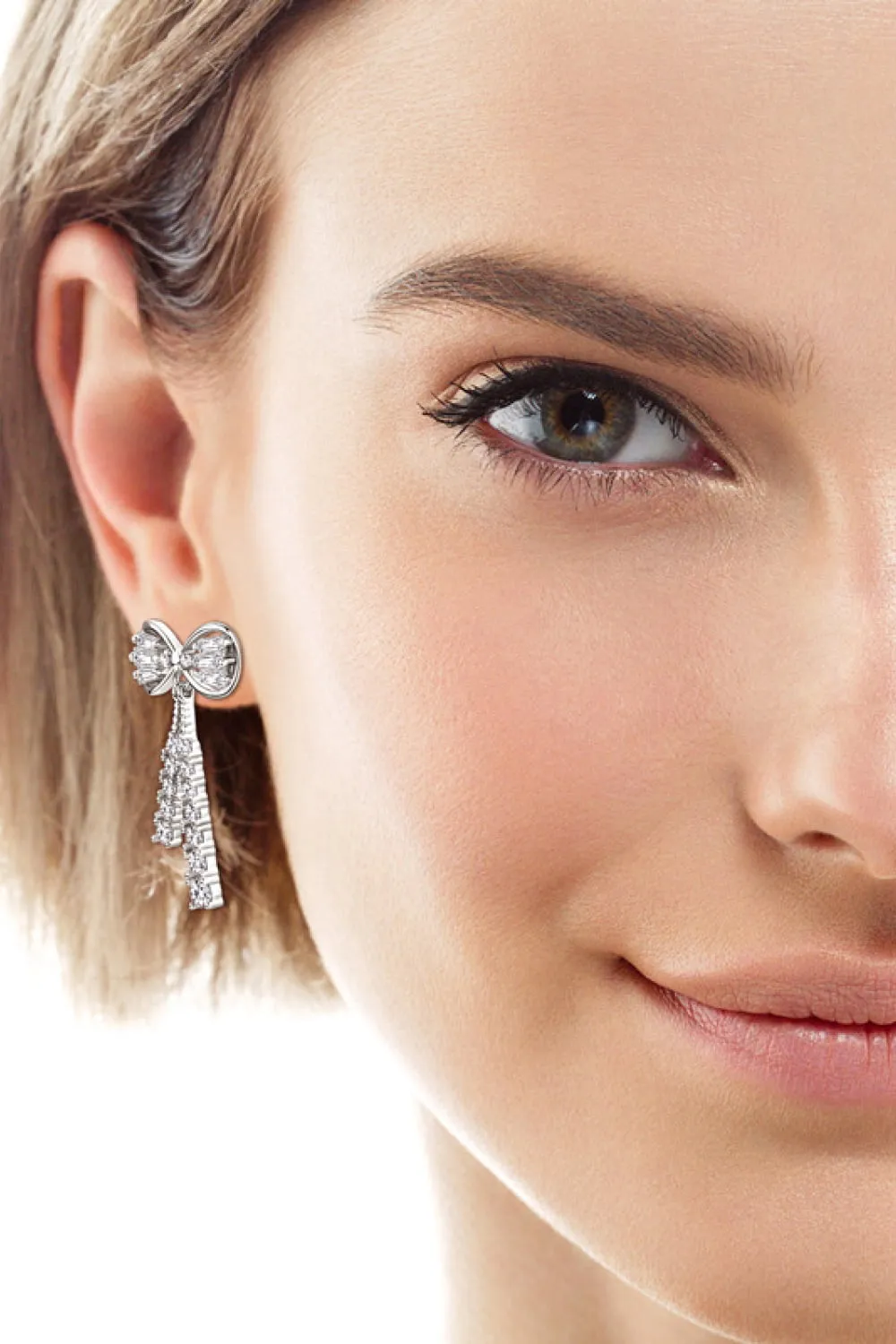 1.12 Carat Moissanite 925 Sterling Silver Bow Earrings, image 7