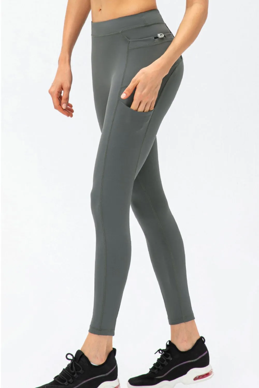 Full Size Slim Fit High Waist Long Sports Pants with Pockets, image 9