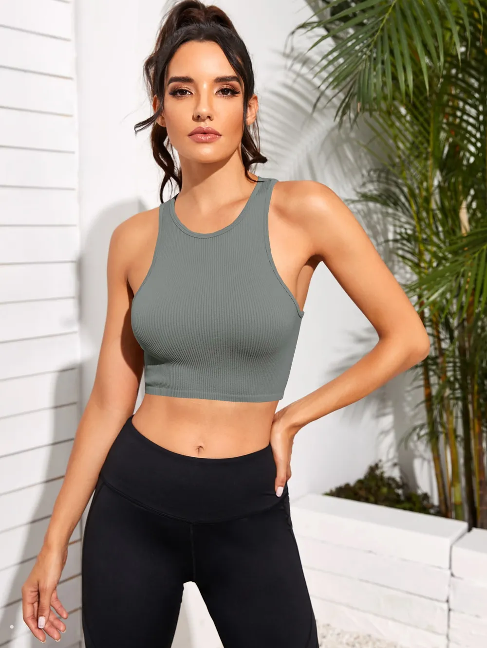 Cropped Round Neck Sports Tank Top, image 10