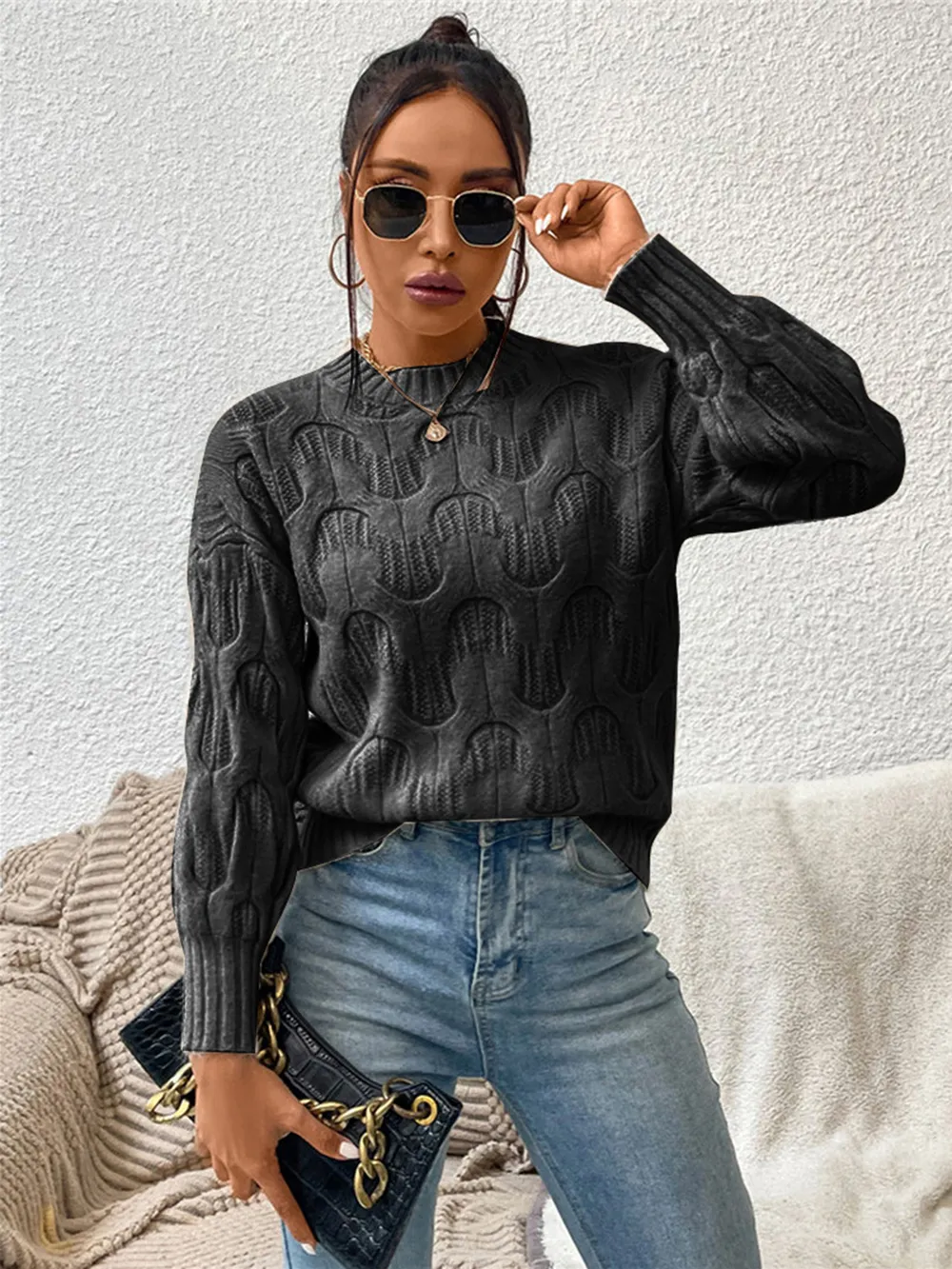 Round Neck Long Sleeve Sweater, image 9