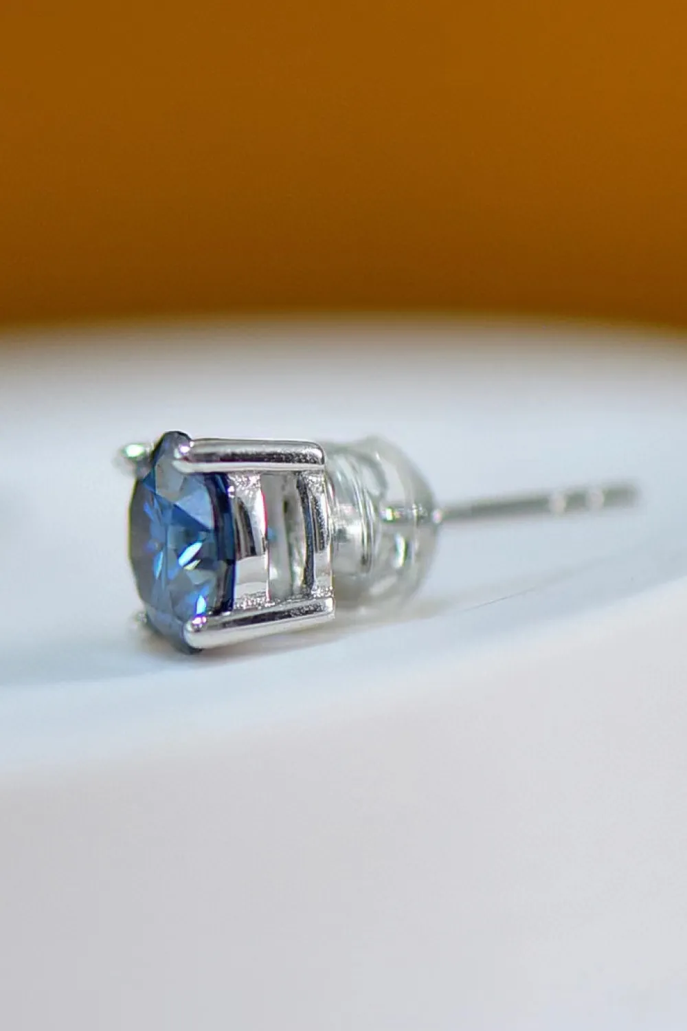 2 Carat Moissanite Four-Prong Platinum-Plated Earrings, image 6