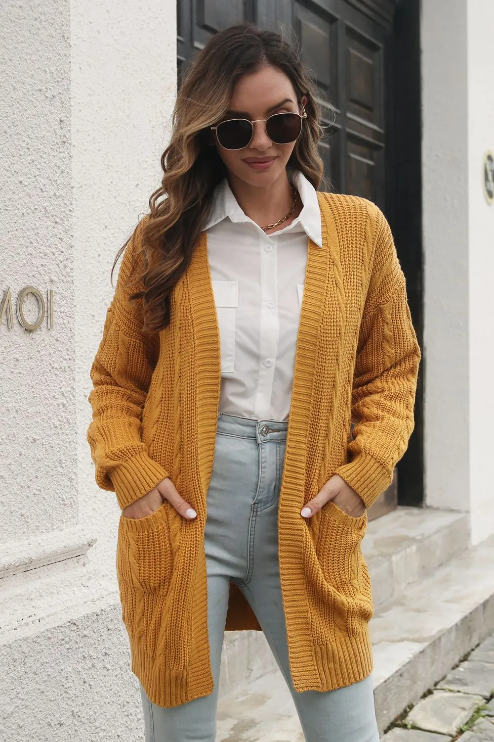 Open Front Longline Cardigan with Pockets, image 4
