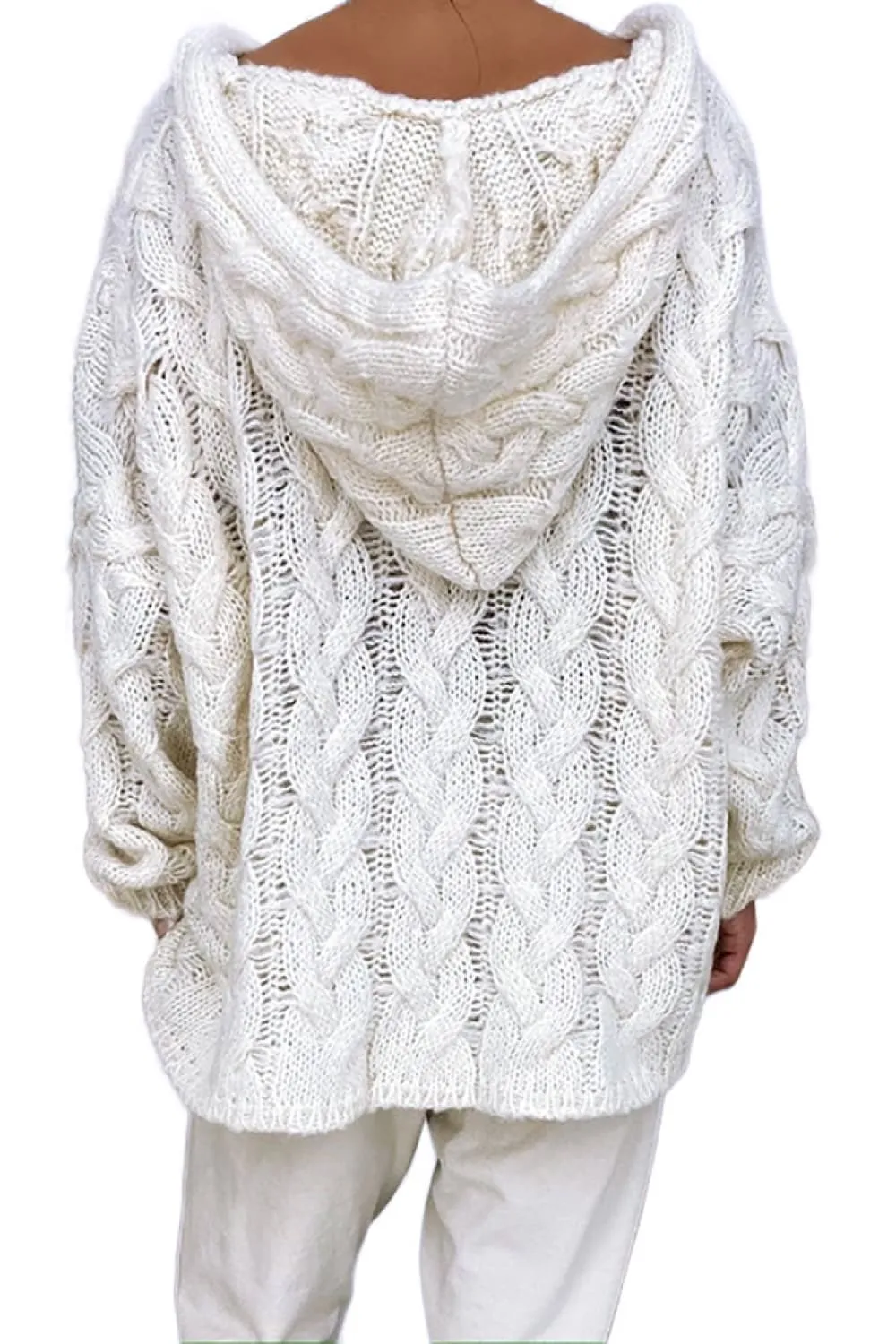Cable-Knit Hooded Sweater, image 9