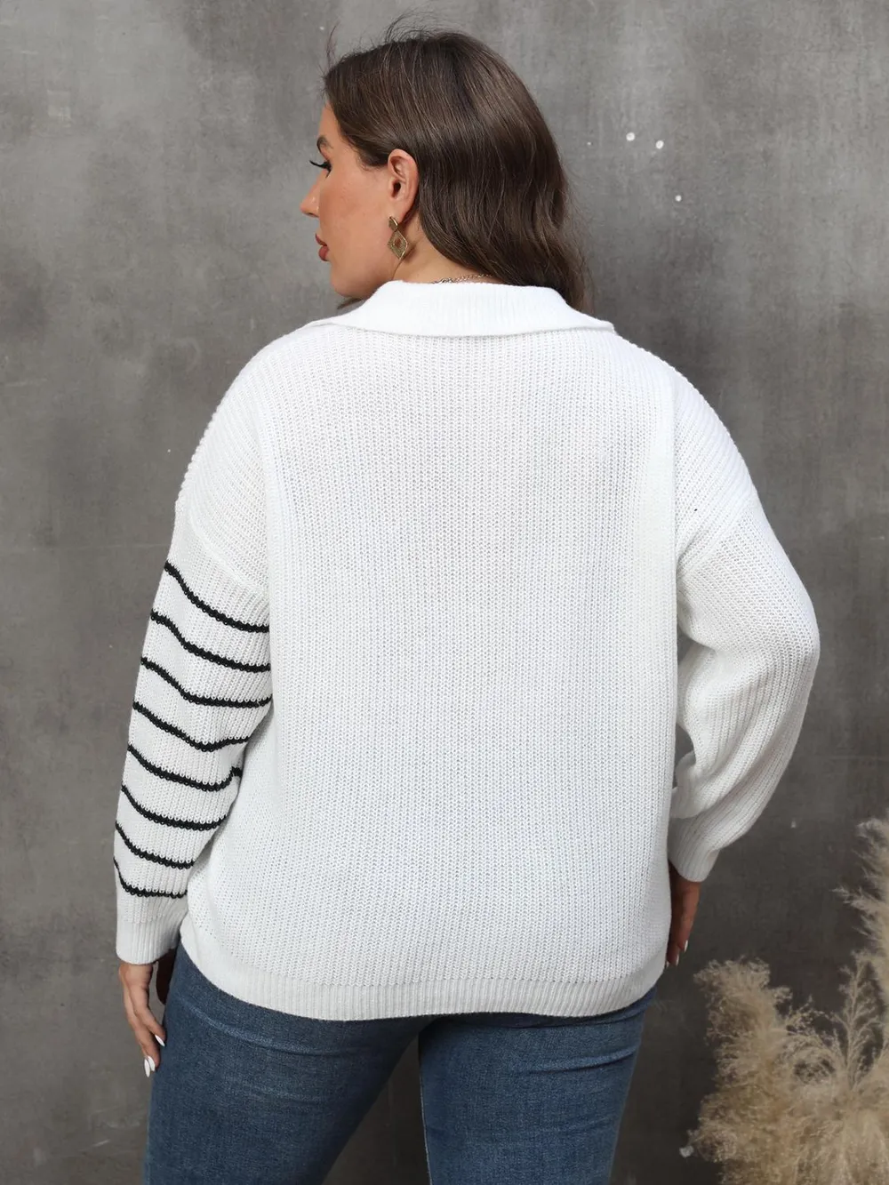Plus Size Striped V-Neck Sweater, image 3