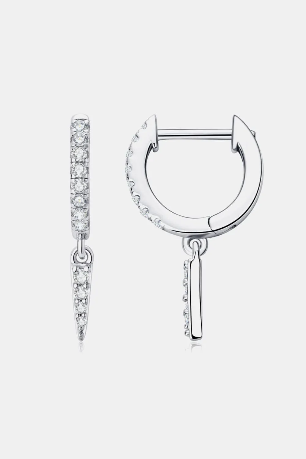 Moissanite 925 Sterling Silver Huggie Drop Earrings, image 4