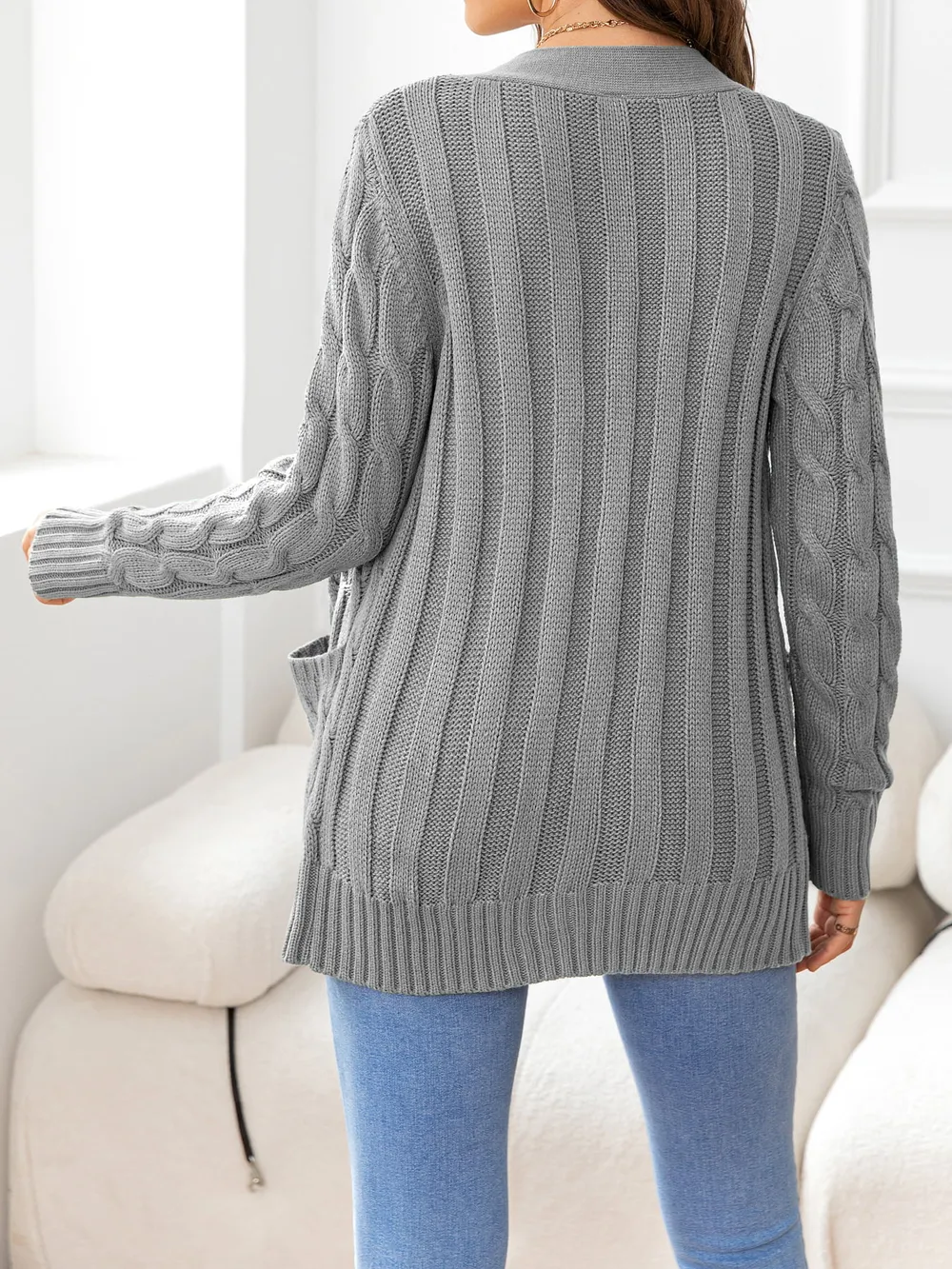 Button Down Cable-Knit Cardigan, image 33