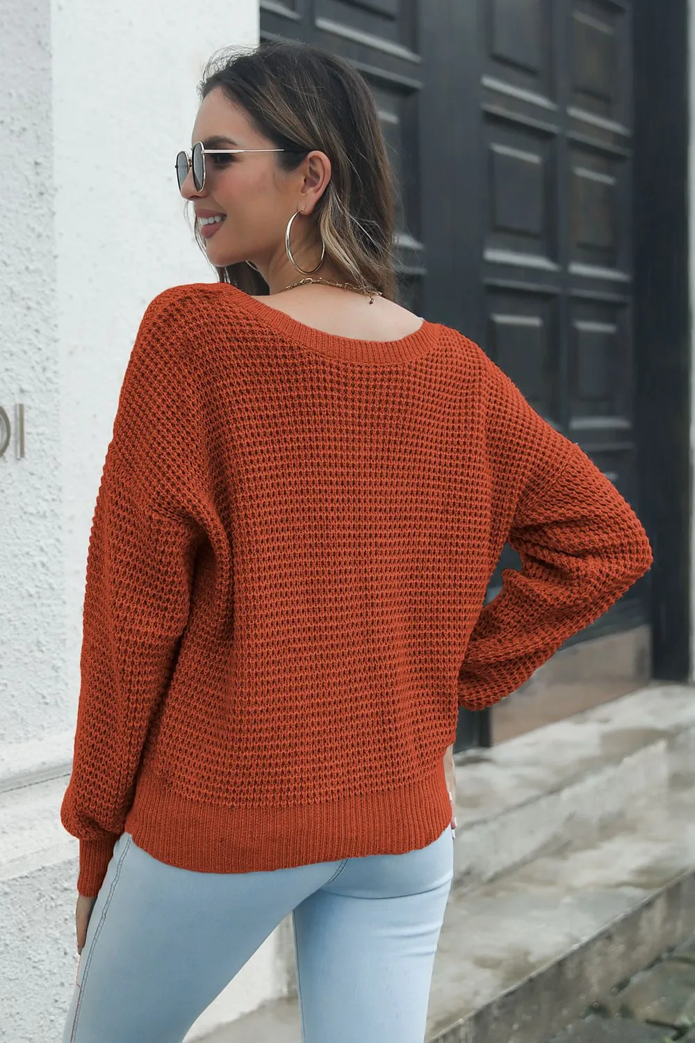Crisscross Surplice Neck Long Sleeve Sweater, image 7