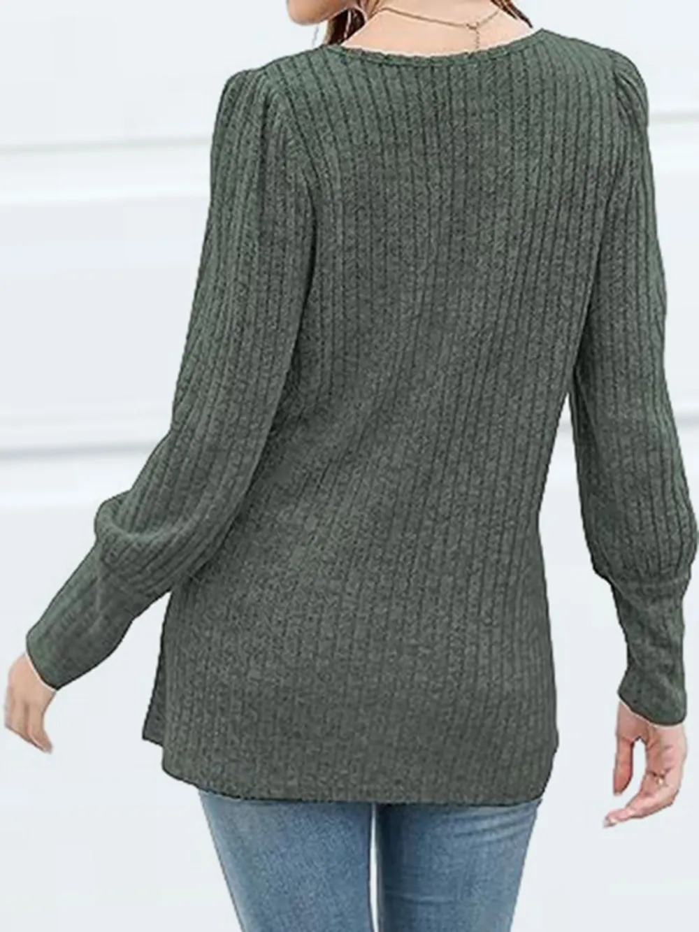 Decorative Button Square Neck Top, image 10
