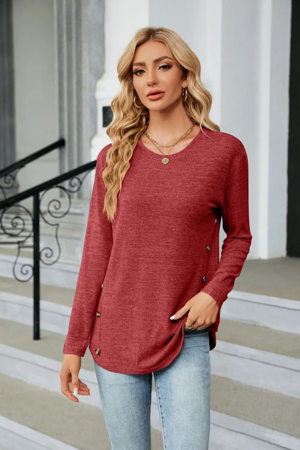 Round Neck Long Sleeve T-Shirt, image 14