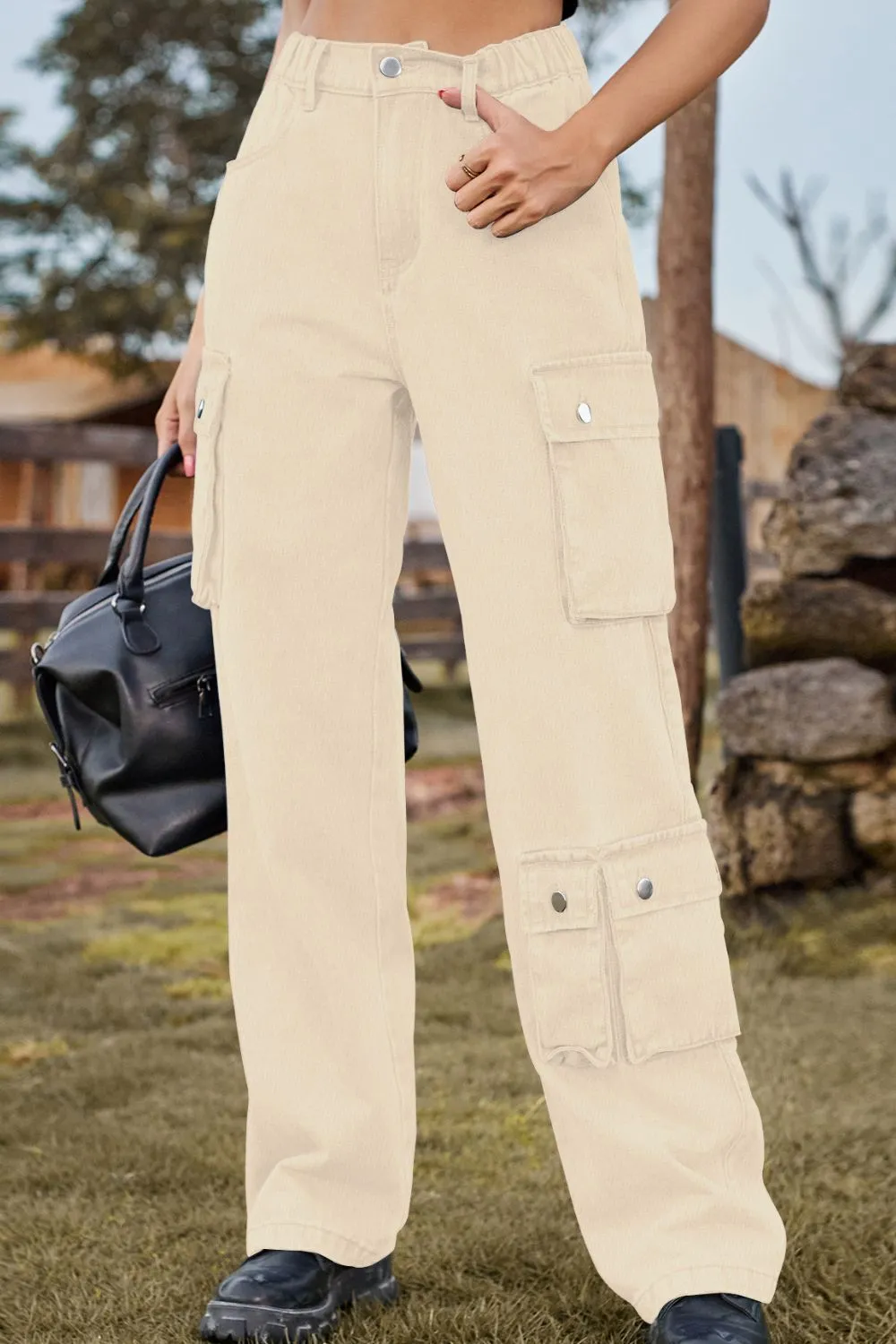 Loose Fit Long Jeans with Pockets, image 19