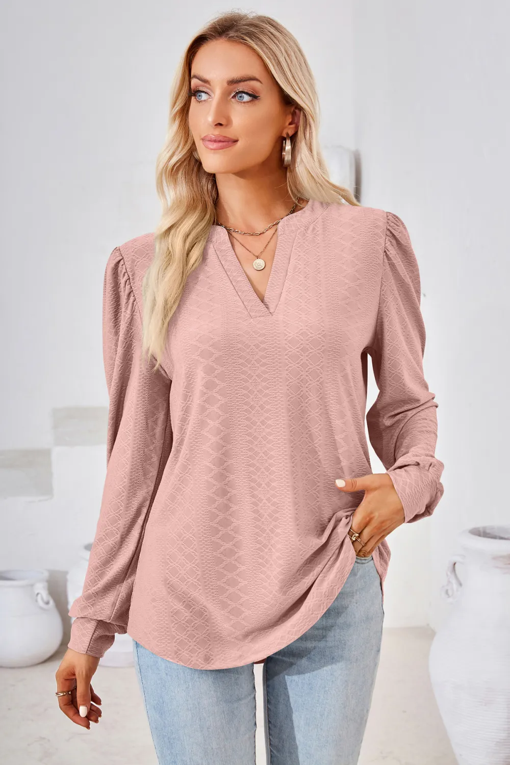V-Neck Puff Sleeve Blouse, image 26