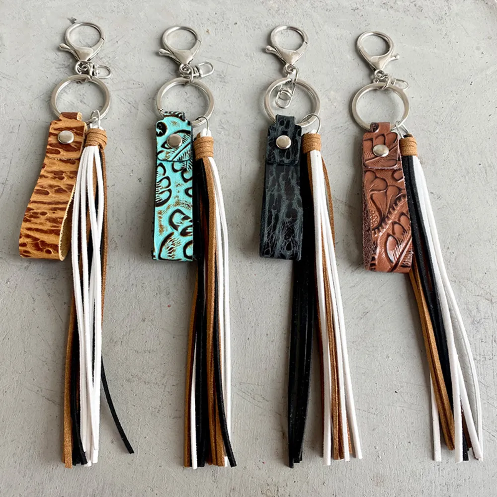 Genuine Leather Tassel Keychain, image 2