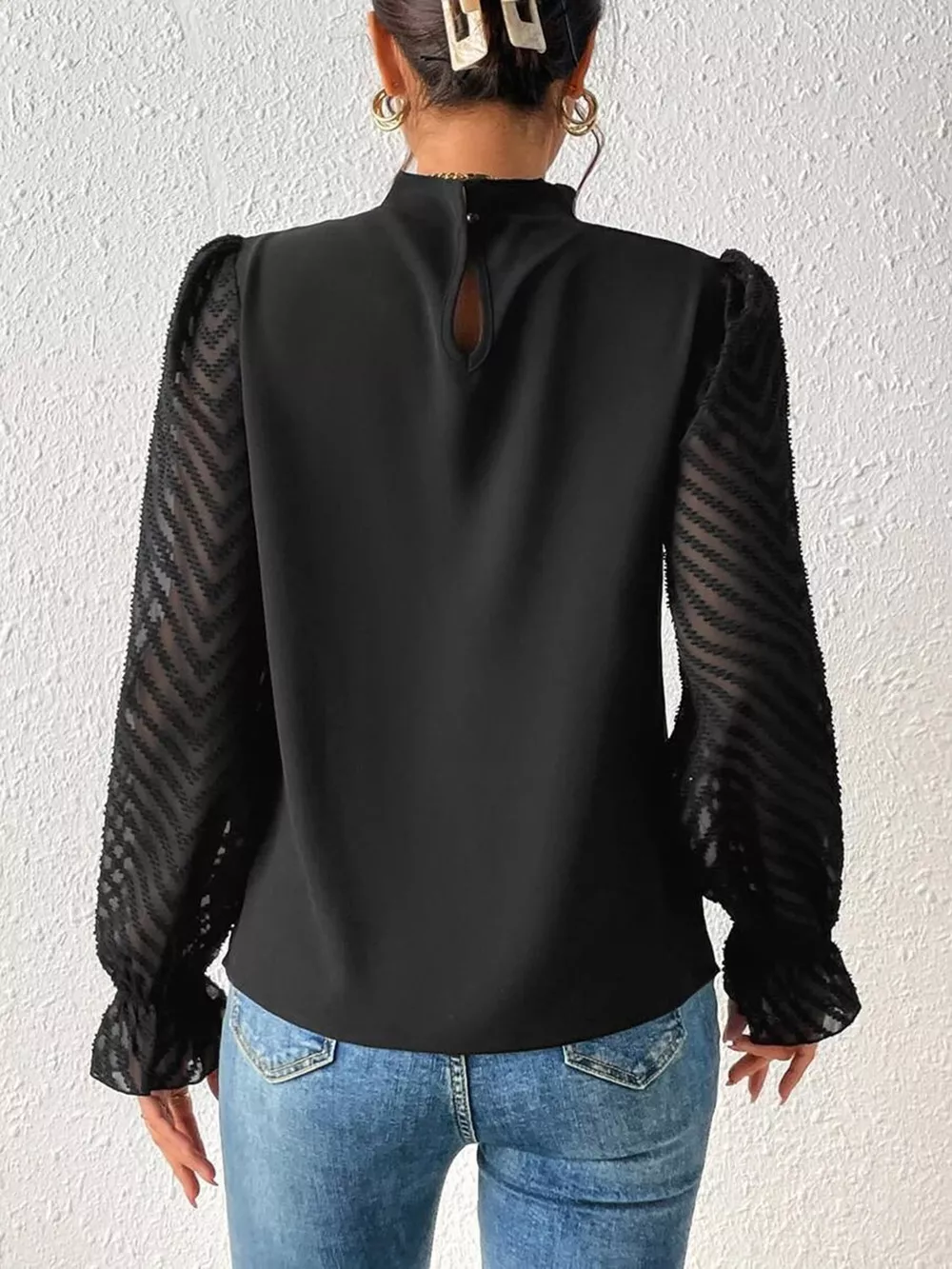 Mock Neck Flounce Sleeve Blouse, image 10
