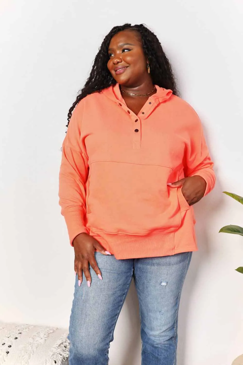 Quarter-Snap Dropped Shoulder Hoodie, image 8