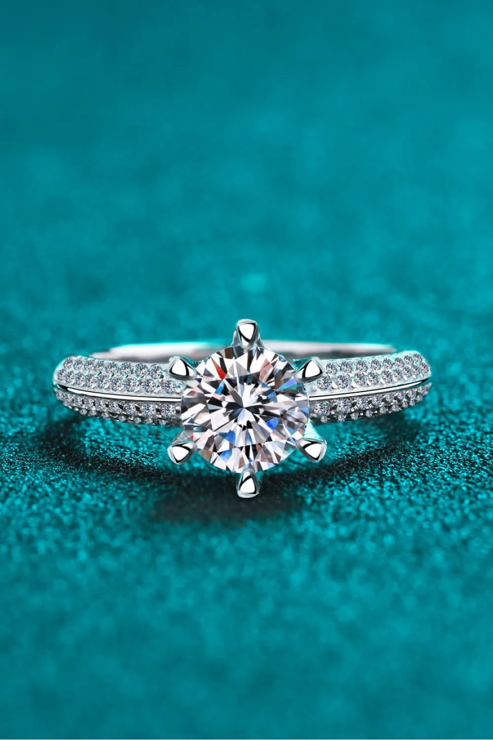 2 Carat Moissanite 925 Sterling Silver Side Stone Ring, image 3