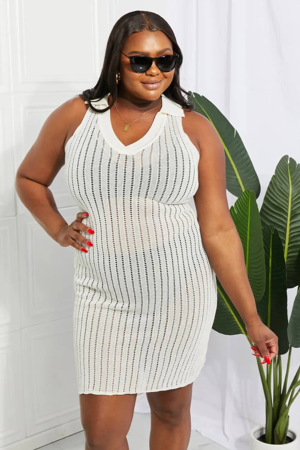 Openwork Johnny Collar Cover Up Dress, image 20
