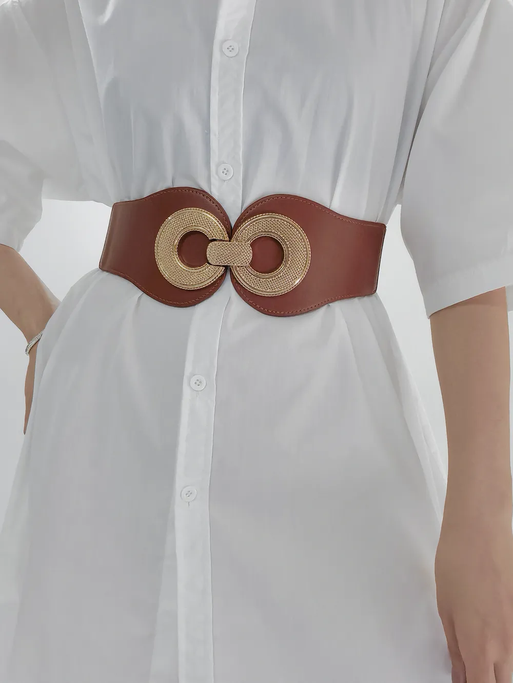 Alloy Buckle Elastic PU Belt, image 14