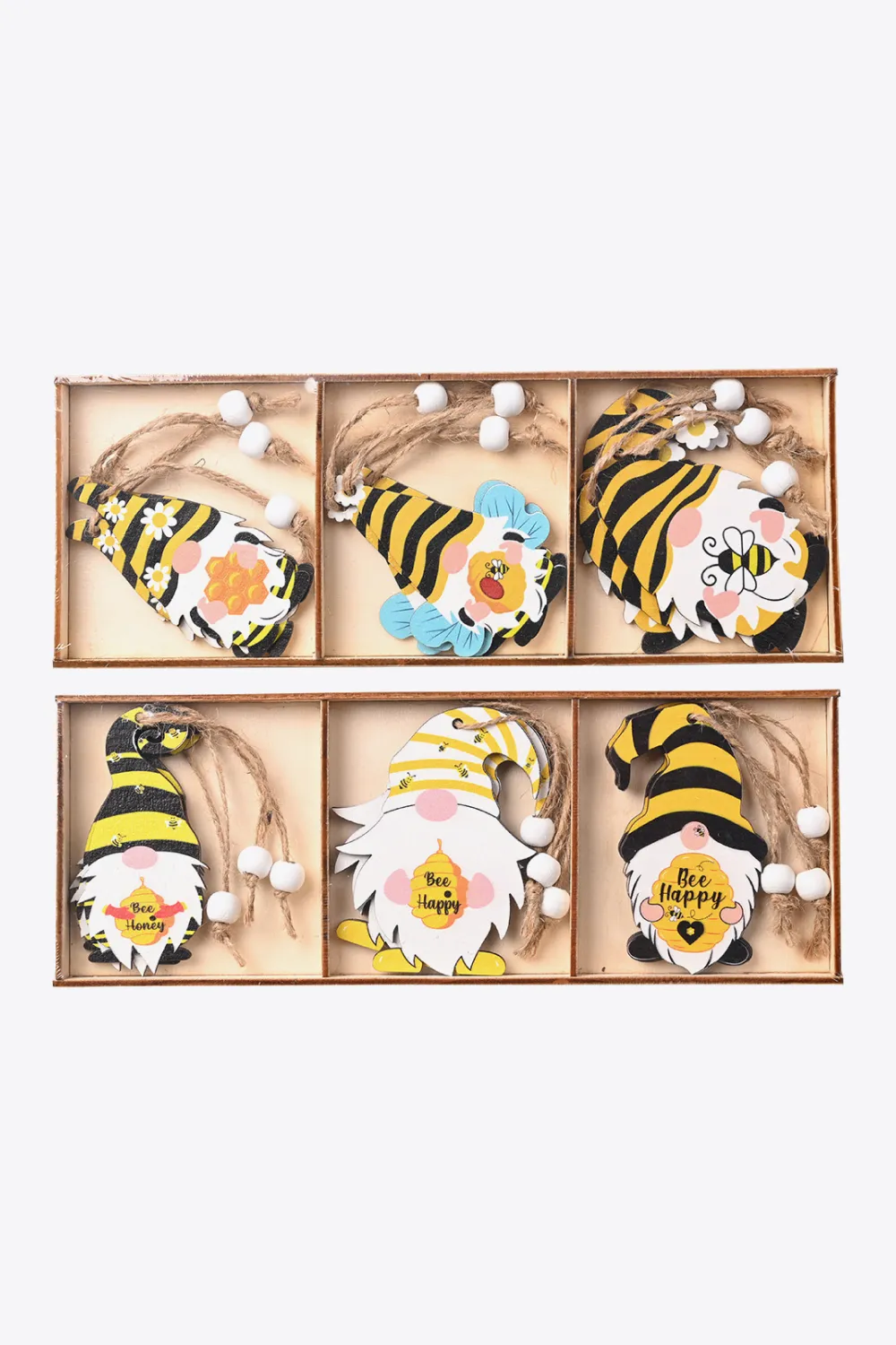 3-Pack Bee Wood Gnome Ornaments, image 9