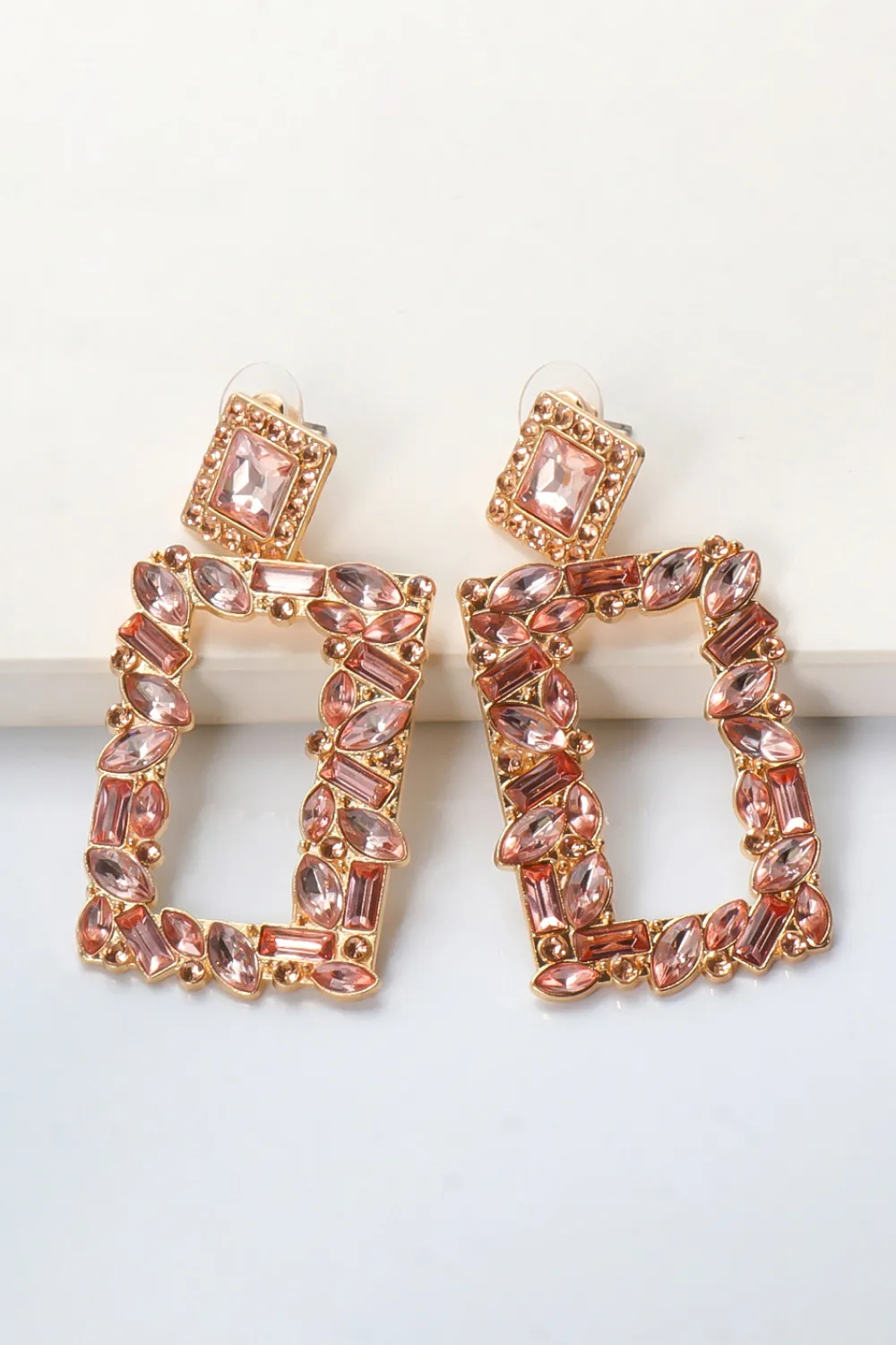 Square Shape Glass Stone Dangle Earrings, image 12