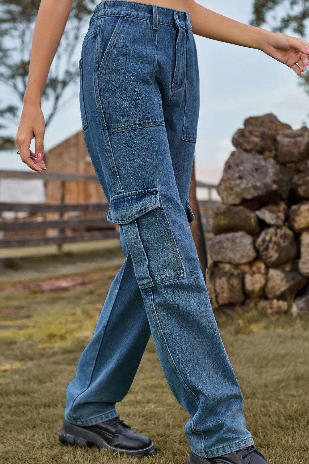Loose Fit Long Jeans with Pockets, image 13
