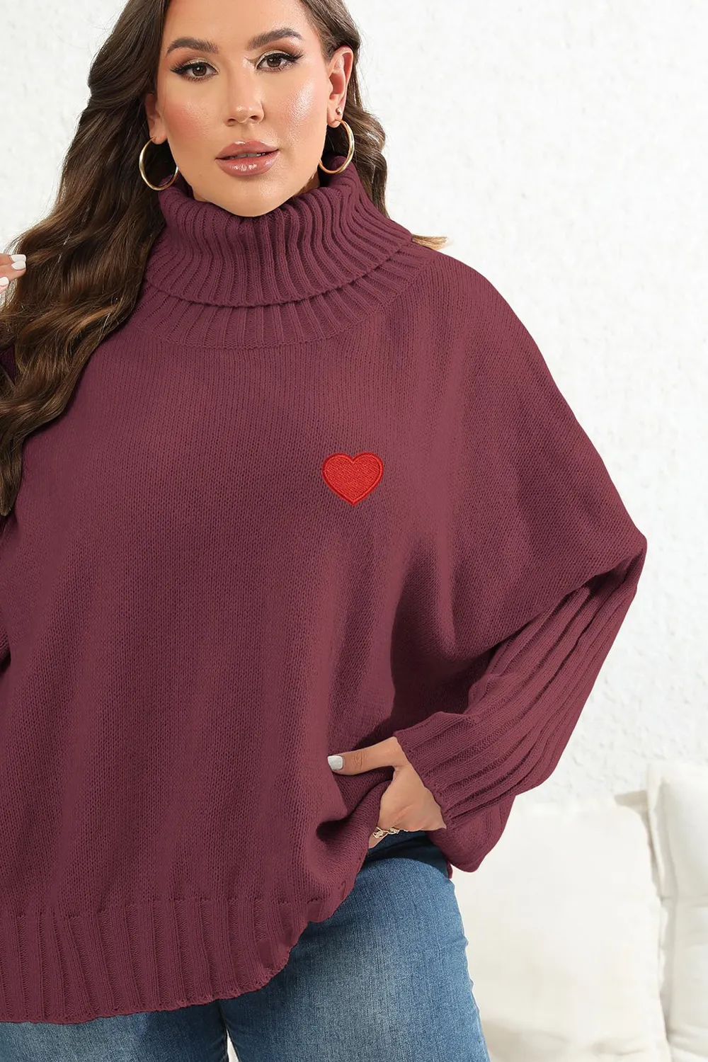 Plus Size Turtle Neck Long Sleeve Sweater, image 9