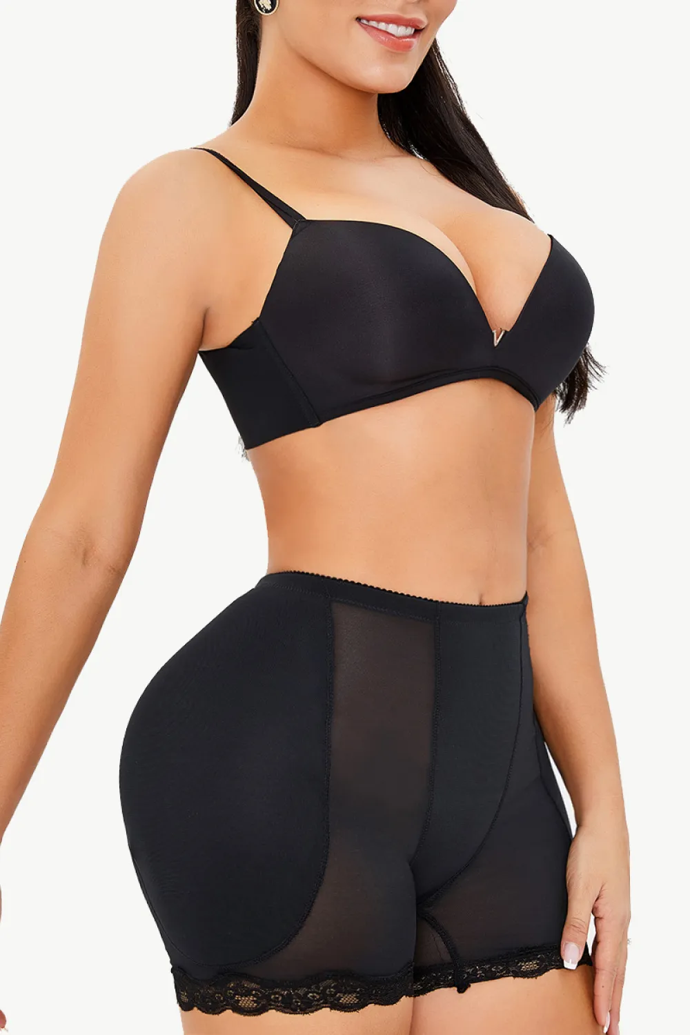 Full Size Scalloped Lace Trim Pull-On Shaping Shorts, image 2