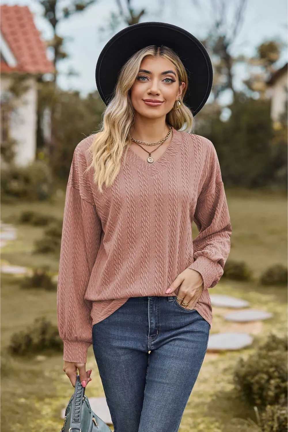 V-Neck Dropped Shoulder Blouse, image 13