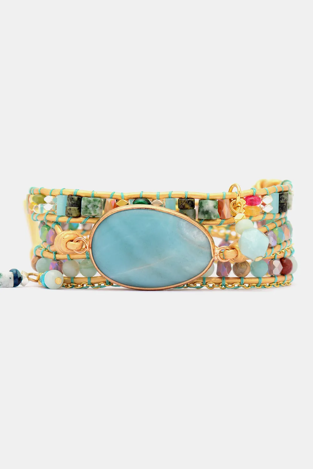 Handmade Natural Stone Beaded Triple Layer Bracelet, image 3