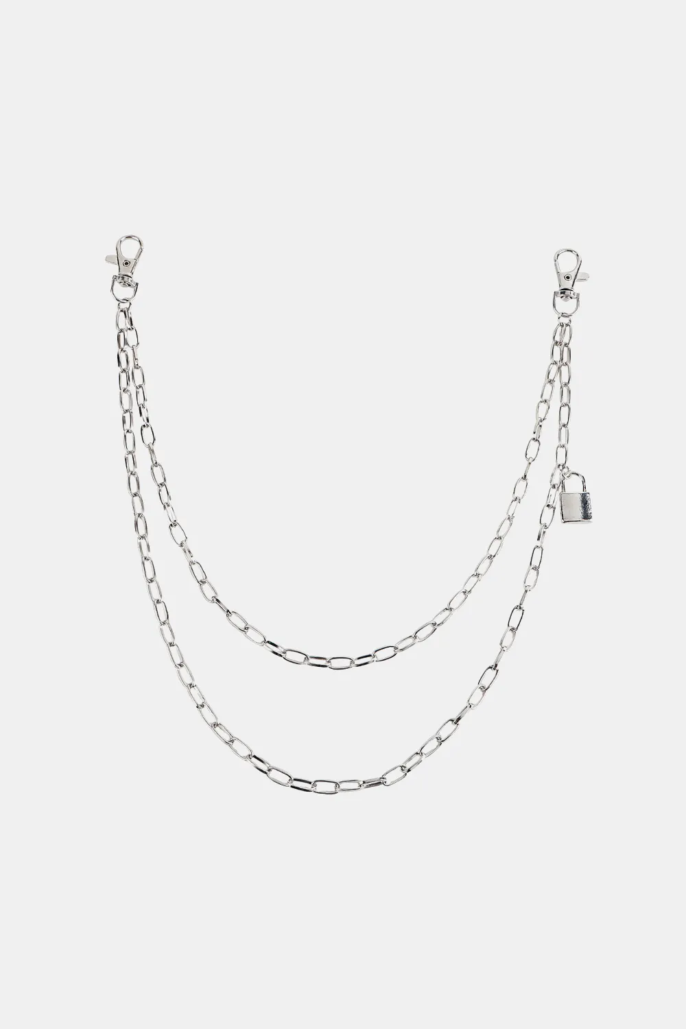 Double Layered Iron Chain Belt with Lock Charm, image 3