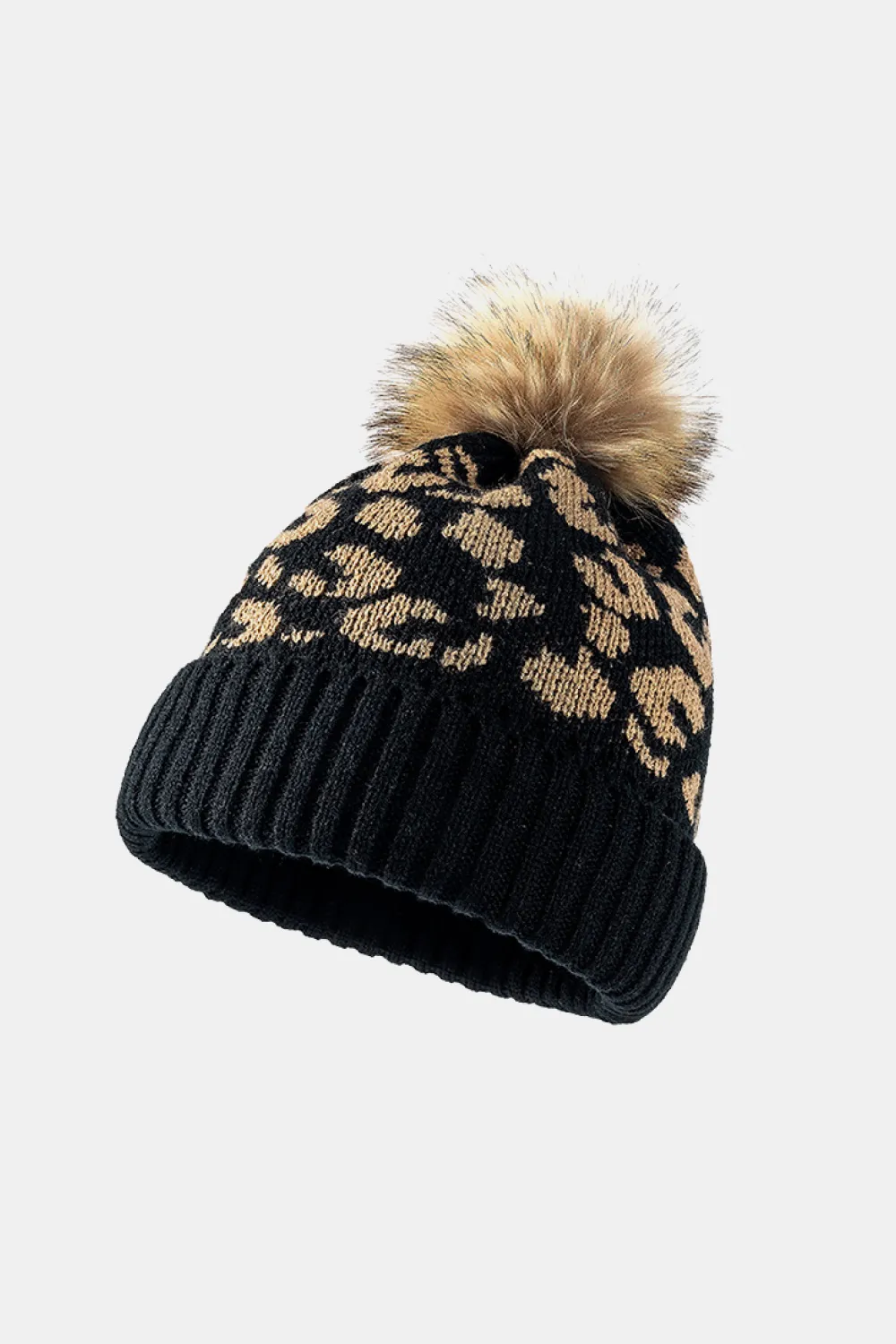 Leopard Pom-Pom Cuffed Beanie, image 9