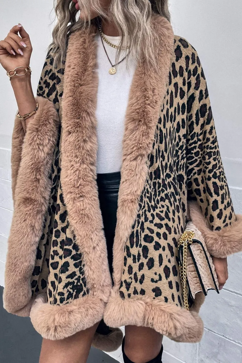 Leopard Open Front Poncho, image 12