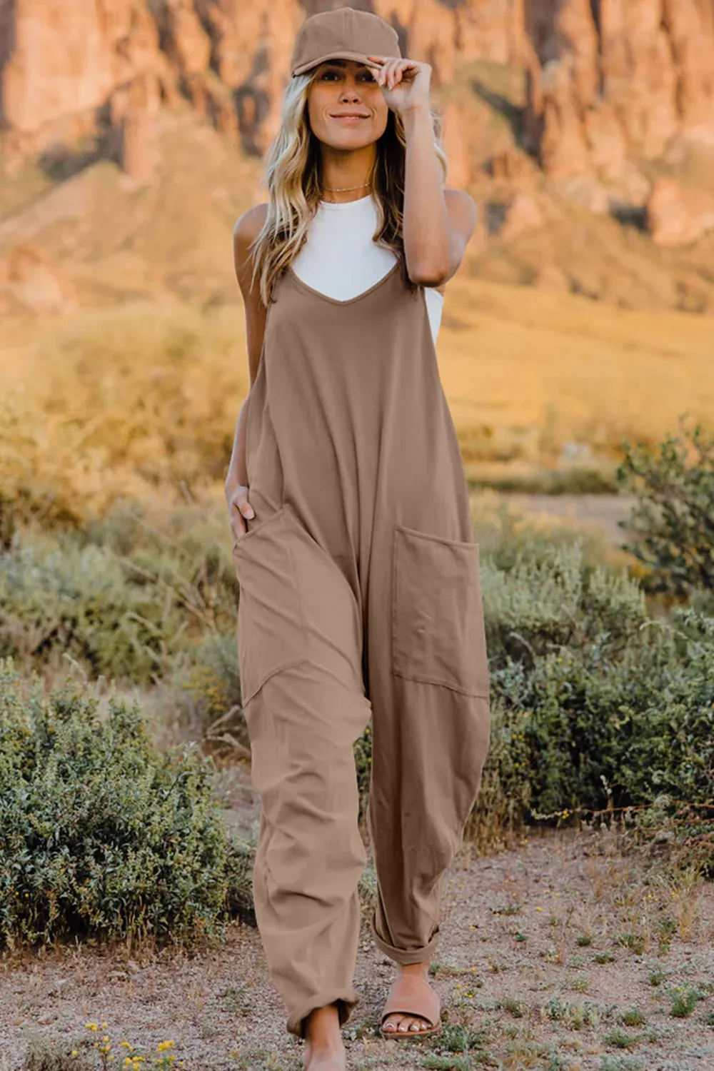Full Size V-Neck Sleeveless Jumpsuit with Pockets, image 25