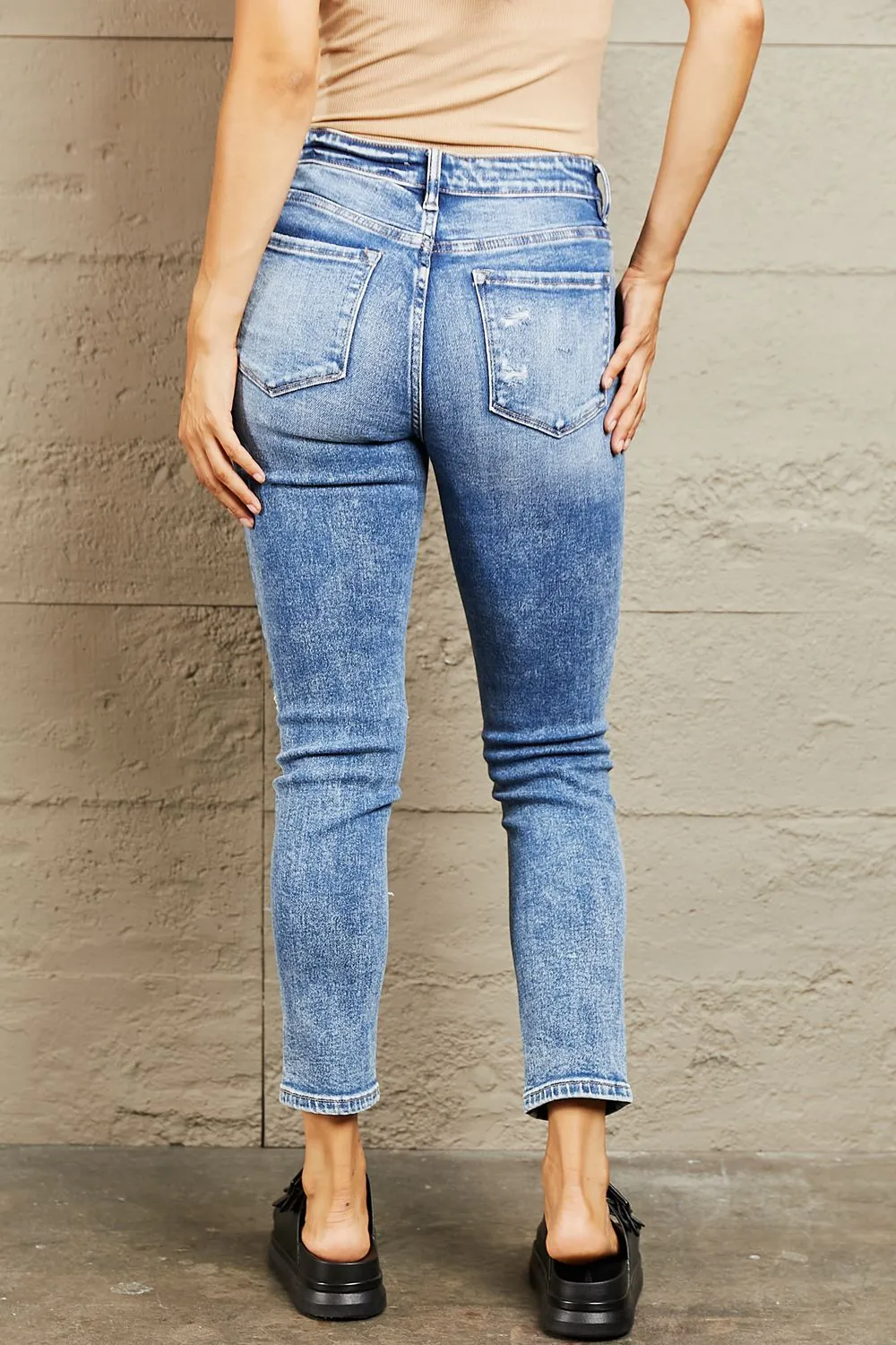 Mid Rise Distressed Skinny Jeans, image 2