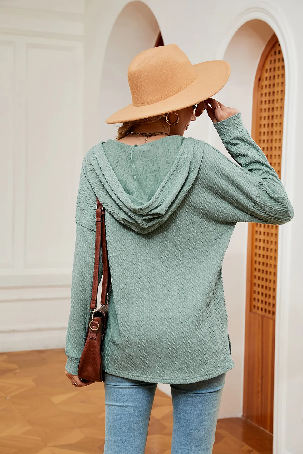Half-Button Dropped Shoulder Hoodie, image 24