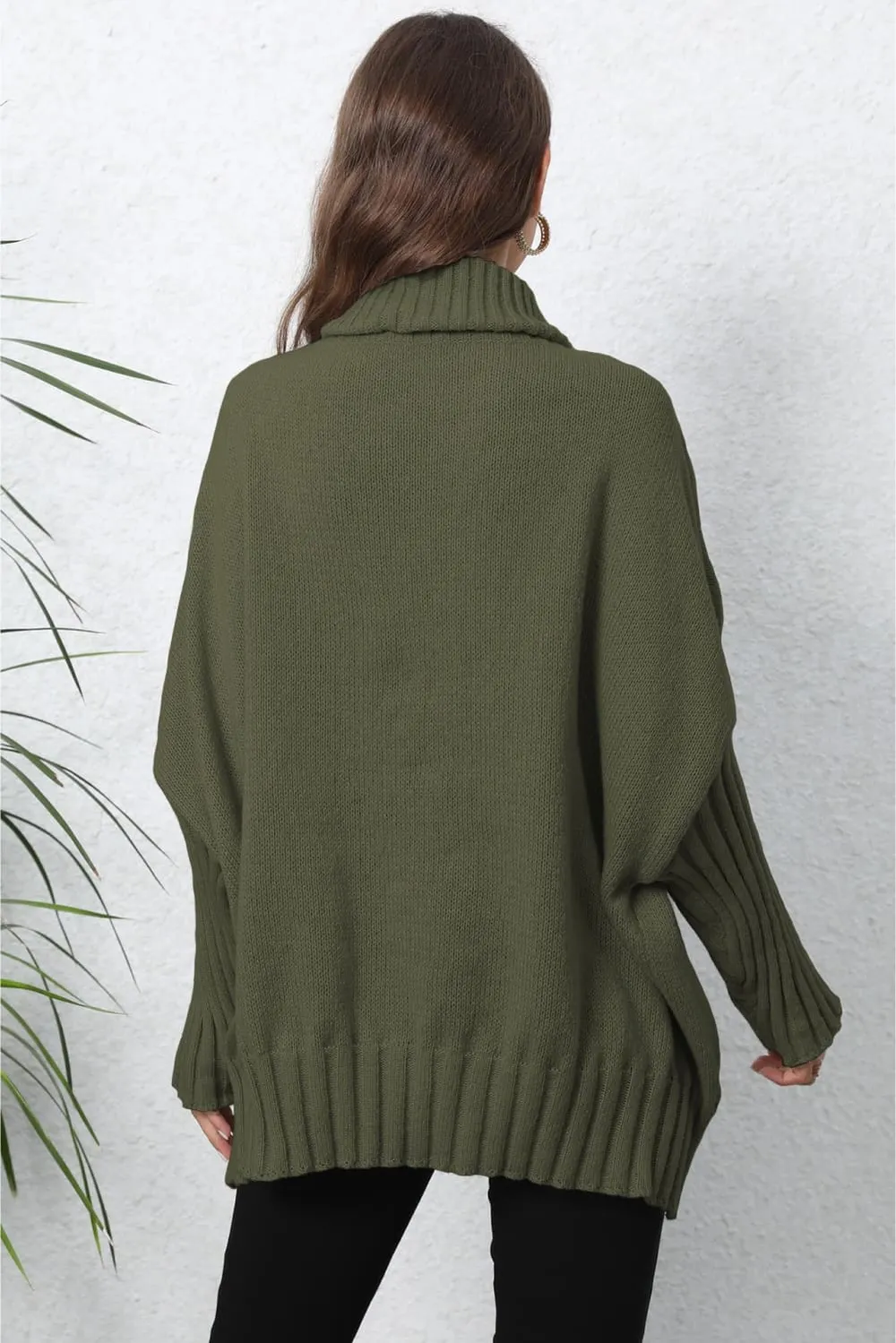 Turtle Neck Long Sleeve Ribbed Sweater, image 15