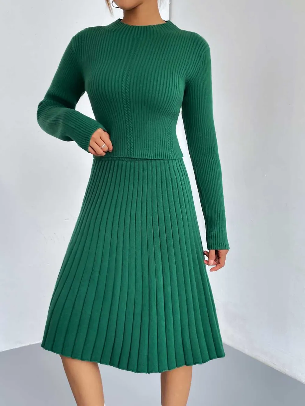 Rib-Knit Sweater and Skirt Set, image 6
