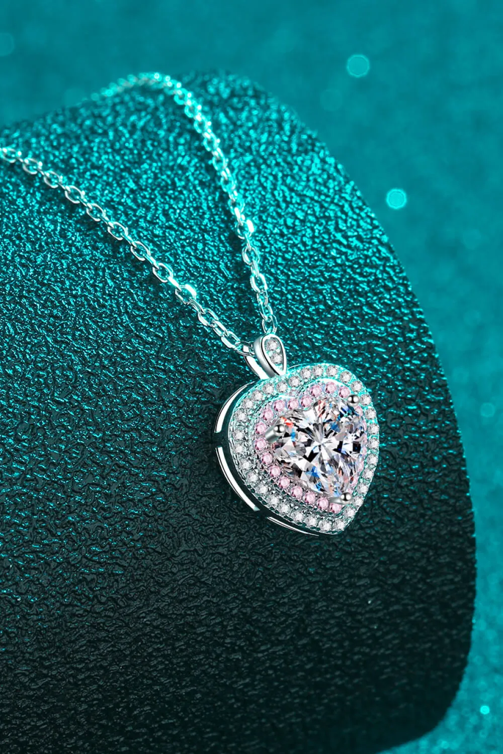 925 Sterling Silver 1 Carat Moissanite Heart Pendant Necklace, image 3