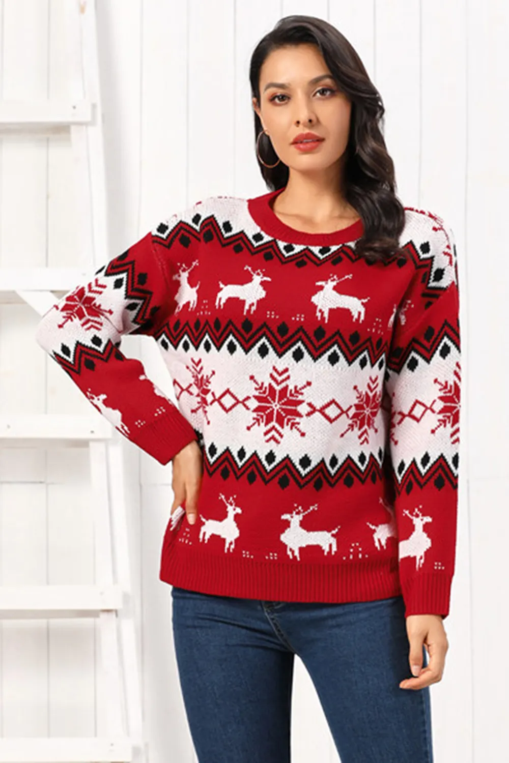 Reindeer Round Neck Sweater, image 4