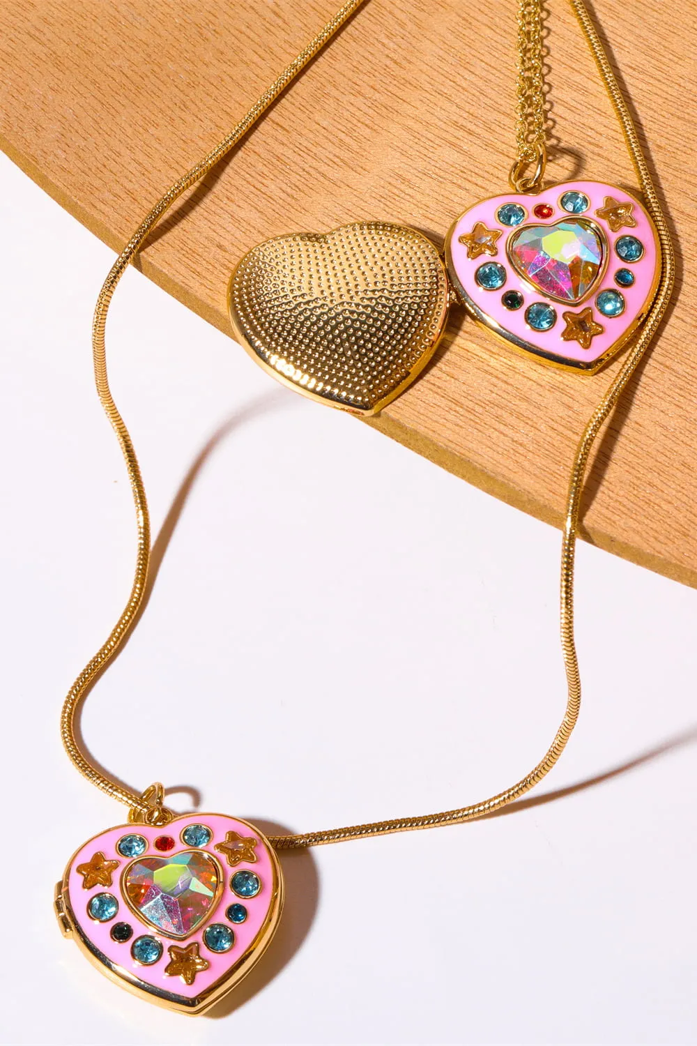 Rhinestone Decor Heart Box Pendant Necklace, image 5