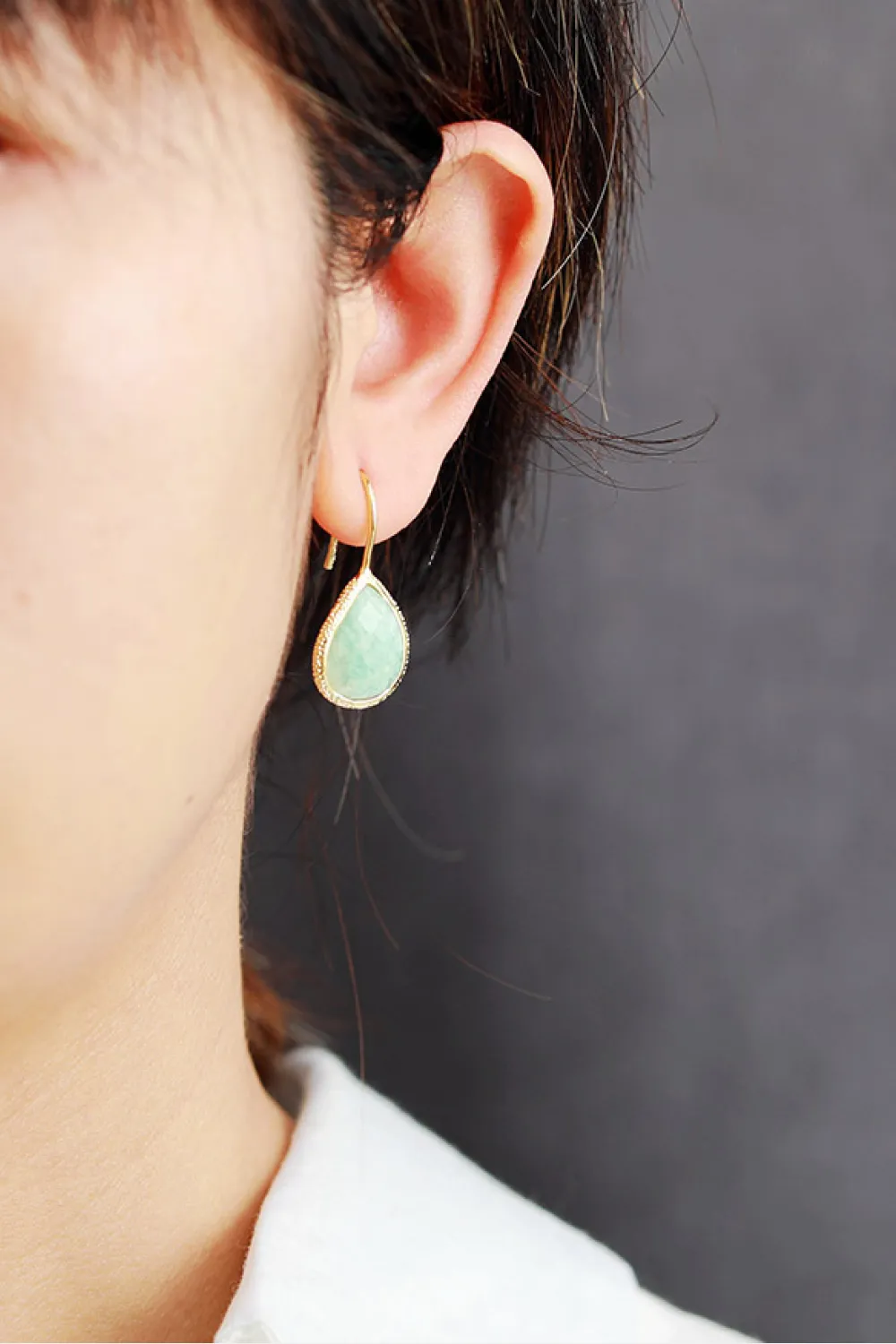 Handmade Natural Stone Teardrop Earrings, image 4