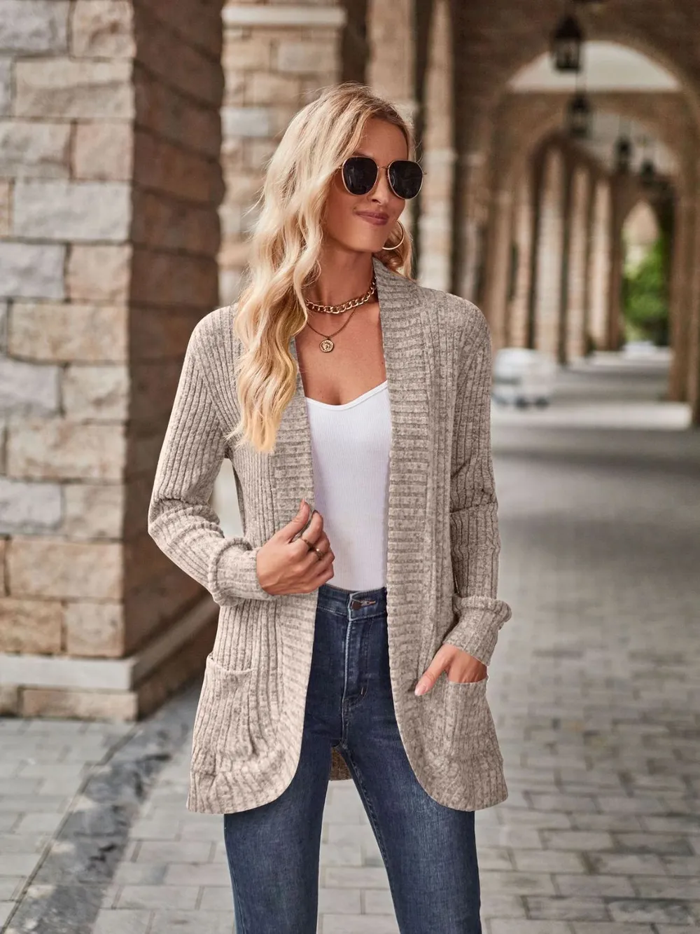 Open Front Cardigan with Pockets, image 11