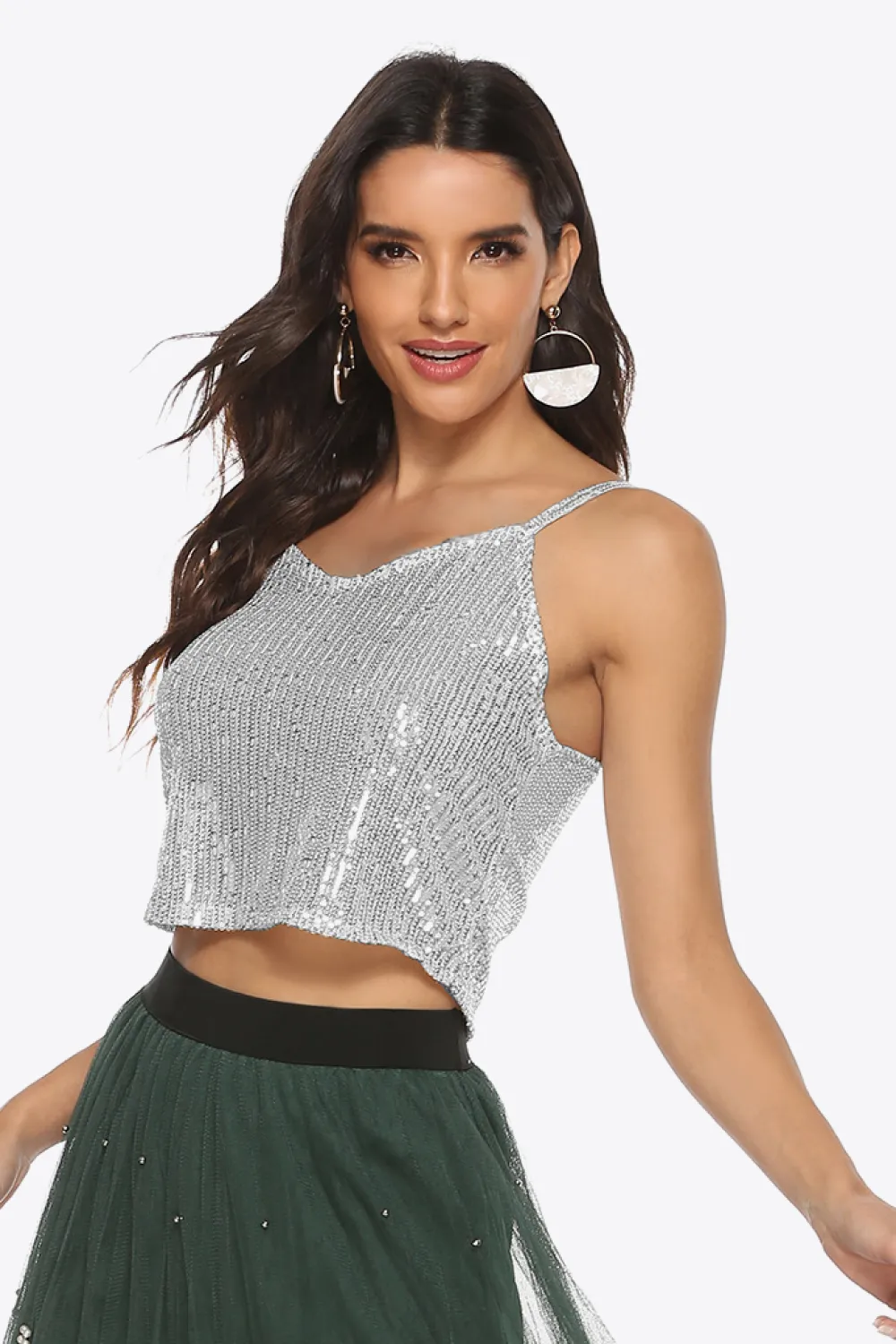 Sequin Cropped Cami, image 3