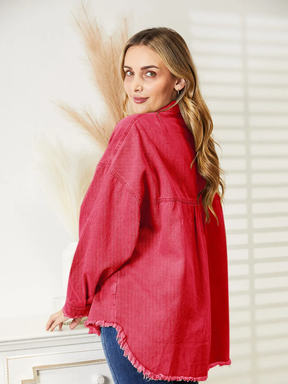 Distressed Raw Hem Denim Jacket, image 13