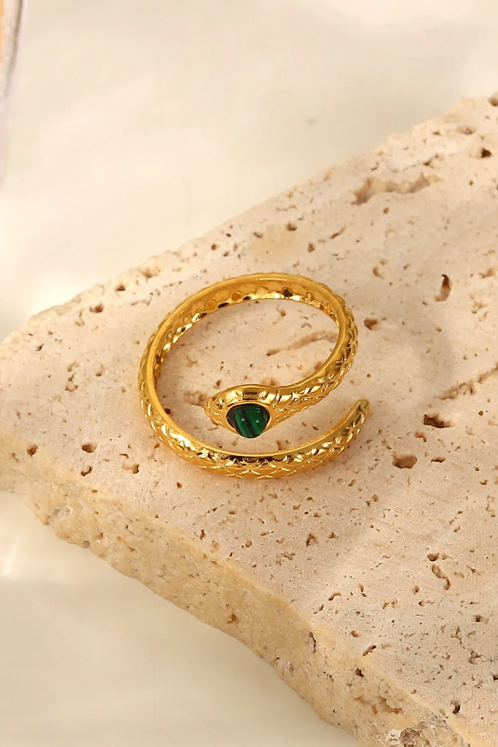 Snake Charmer Malachite Snake-Shaped Bypass Ring, image 3
