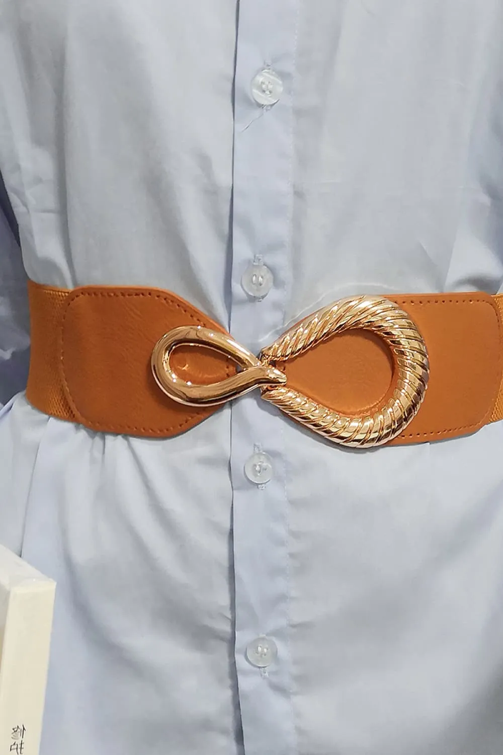 Ribbed Alloy Buckle Elastic Belt, image 5