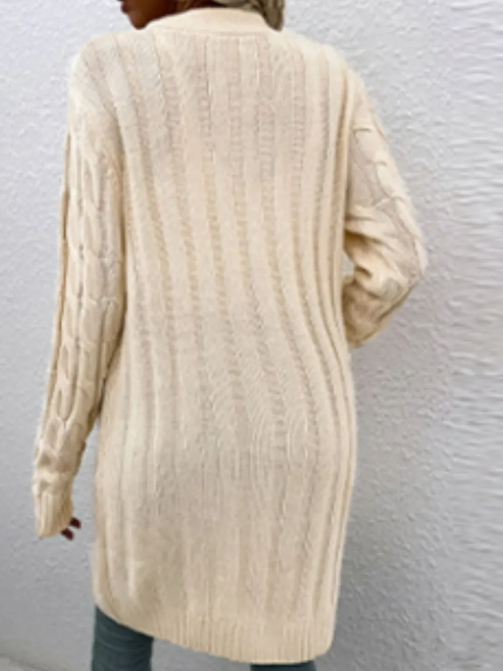 Cable-Knit Button Down Cardigan with Pockets, image 10