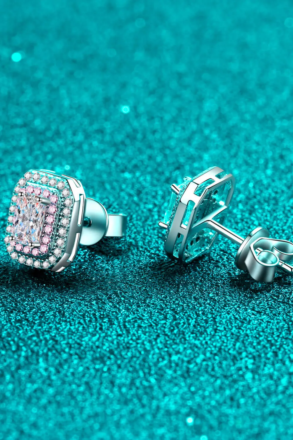 1 Carat Moissanite and Zircon Contrast Geometric Stud Earrings, image 5