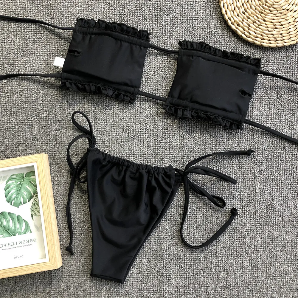 Frill Trim Ruched Bikini Set, image 20