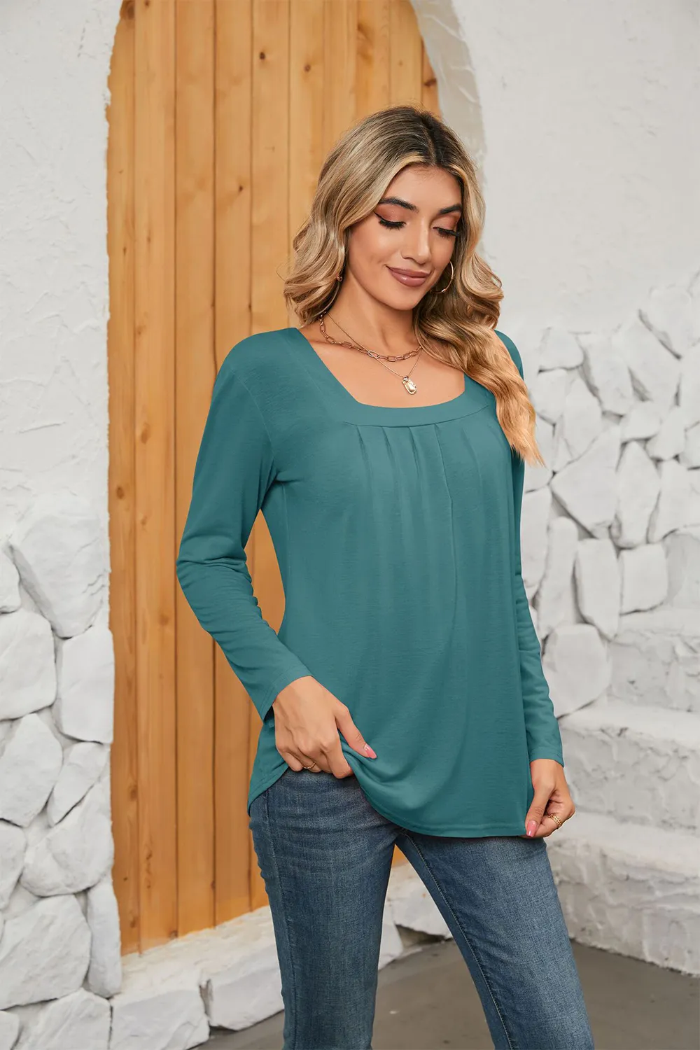 Square Neck Long Sleeve T-Shirt, image 19